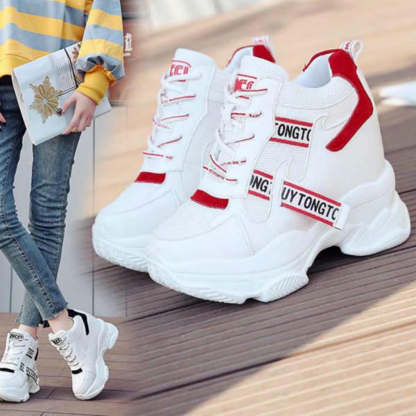 Модная женская обувь Высокие кроссовки Женские ботильоны на платформе