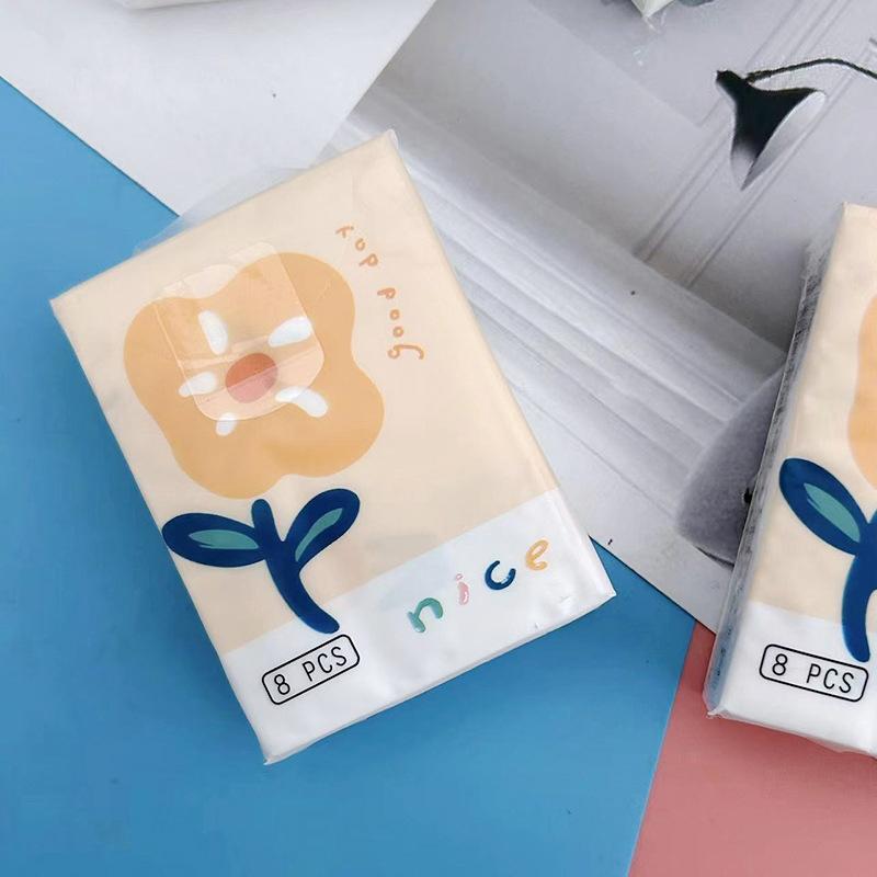 9 упаковок, носовой платок с милым мультяшным цветком, бумажный портативный маленький салфетка из целлюлозы из натуральной древесины, домашняя салфетка для лица, полотенце для рук