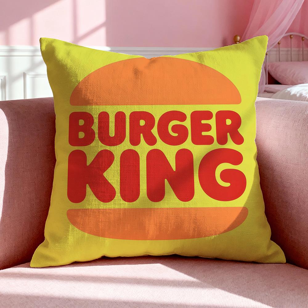 Brand BBurger King Cushion Cover Breathable Linen Pillowcase Summer Odorless EcoFriendly Invisible Zipper Washable