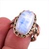 Natural Rainbow Moonstone Gemstone 925 Sterling Silver Two Tone Ring S.8.5 S9T96