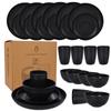 Wheat Bowl Dish Plate Mug Black Dinner Plate 24 Piece Plastic Plate Bowl Cup Gift Set