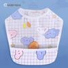 Waterproof Cotton Baby Bib: Reversible, Cartoon Design, Wash-Free Bib for Eating.