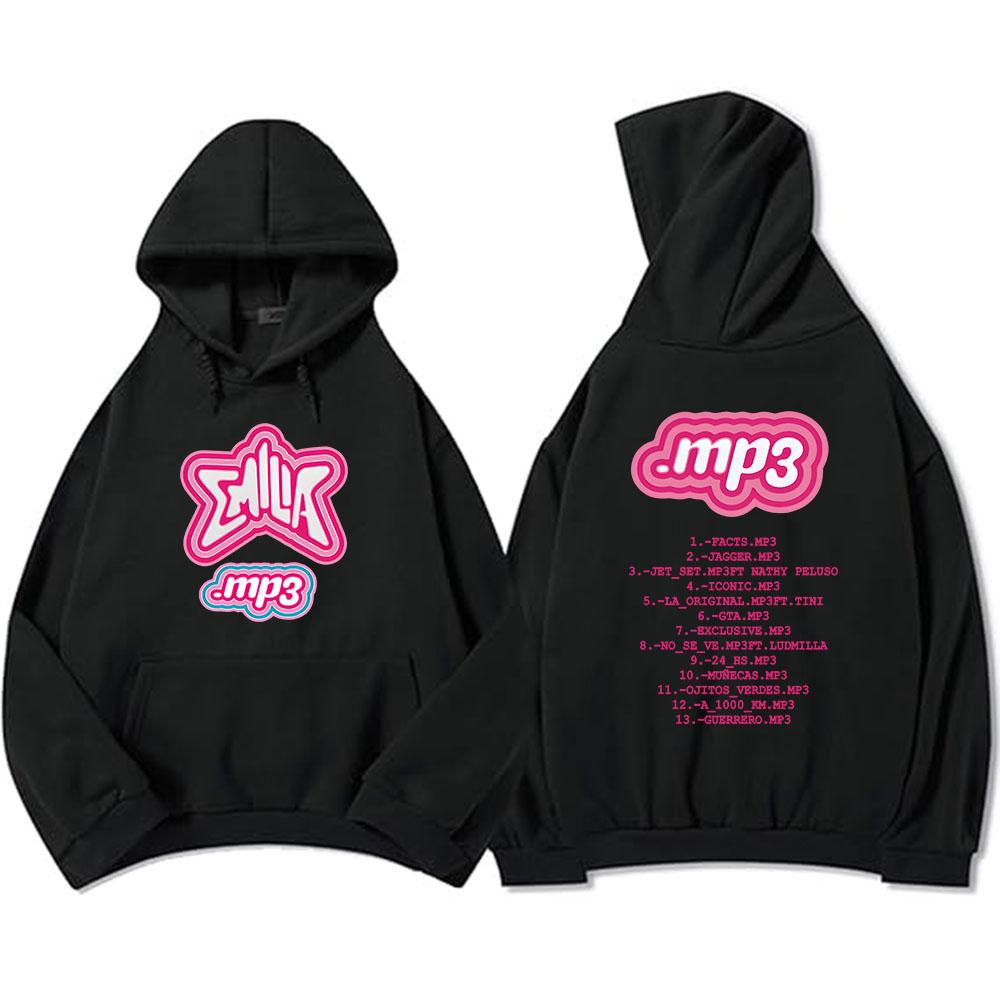 Men Clothes MP3 Emilia Mernes Hoodies Graphic Printing Sweatshirts Winter Casual Long Sleeve Sudaderas Pink Unisex Soft Hoodie