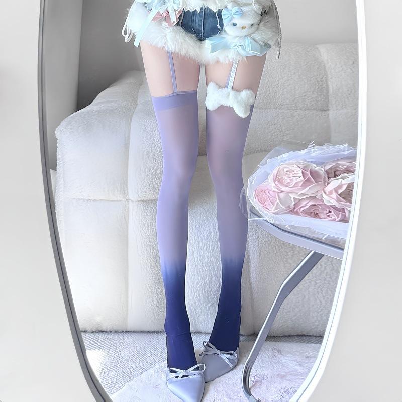 Фиолетовые двухцветные носки до колена с градиентным переходом Jk Высокие гольфы