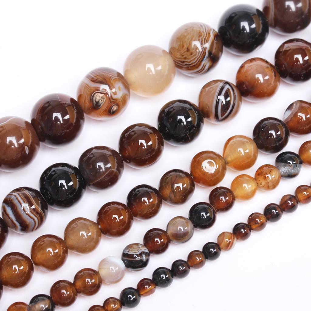 Accessory For Jewelry DIY Stone Stripe Agates Fashion Beads 4/6/8/10/12mm Spacer Beads Mobile Phone Chain 40/30/20/5Pcs Jewelry Making Beads