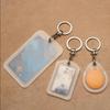 Transparent PVC Bus Card ID Card Holder Vertical Water Drop Shape Access Control Card Anti-loss Protect Case Portable Key Ring