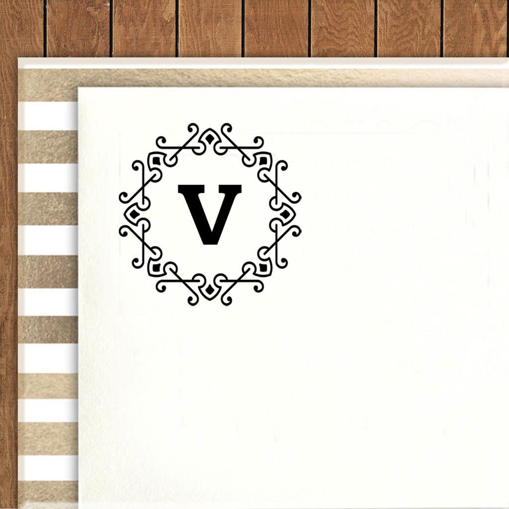 Printtoo Alphabet V Monogram Octagon Celtic Swirl Frame Self Inking Rubber Stamp Office