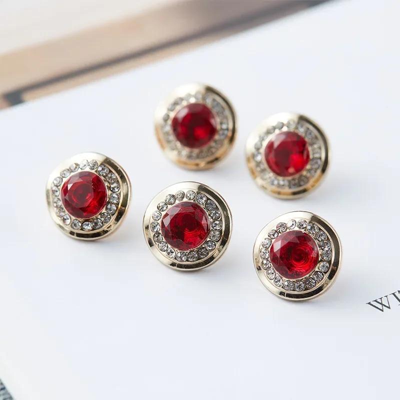 5 шт. Модные пуговицы с драгоценными камнями 11,5 мм, маленькие роскошные металлические пуговицы на ножке, декоративные пуговицы для женской одежды