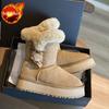Зимние плюшевые ботинки-луноходы на толстой подошве с круглым носком для женщин 2025 новинка в пушистых ботильонах для работы теплые женские туфли высокое качество горячие готические ботинки