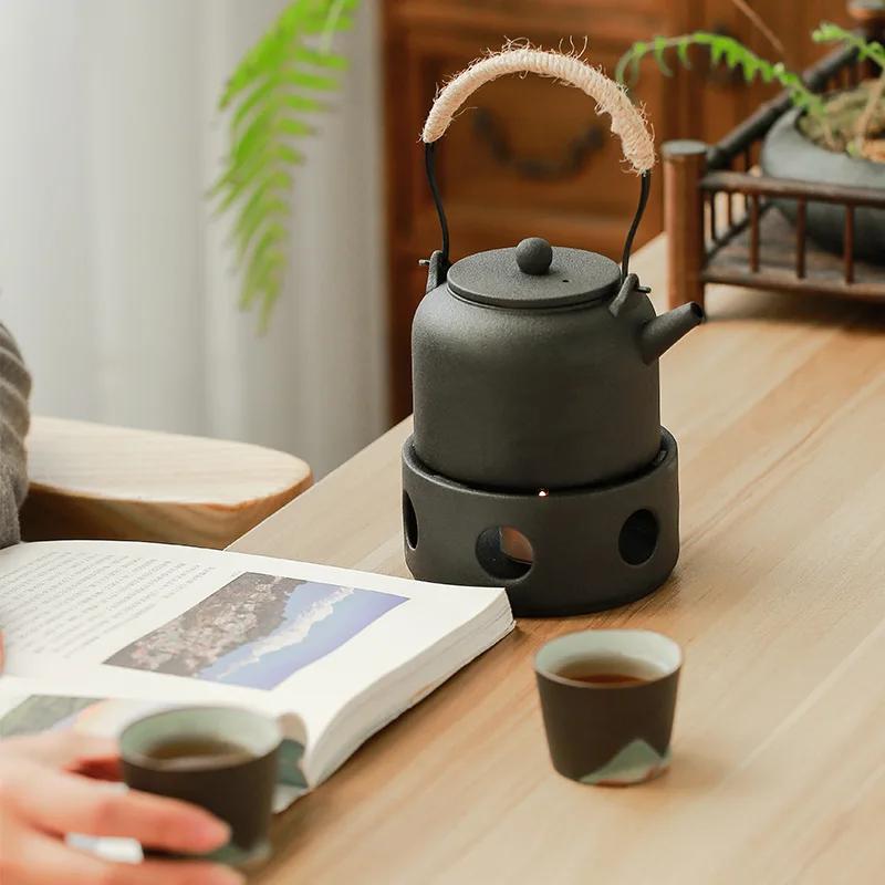 Керамический горшок с балкой Far Mountain, чайник, грубая керамика, теплый чайный сервиз, цветочный чайник, свеча, грелка для чая, теплоизоляционная подставка, печка для чая