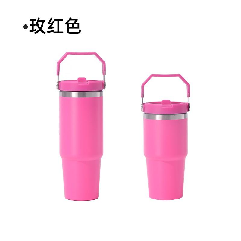 20oz 30oz Double Wall Vacuum Insulated Stainless Steel Travel Mug With Handle Straw Car Outdoor Office