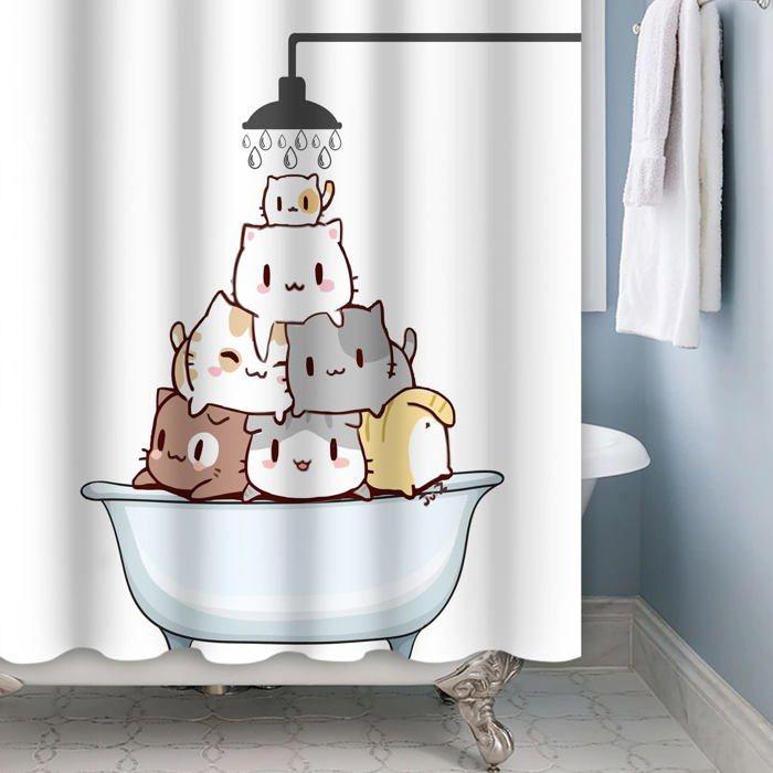 Rideau de douche imperméable AIMOONSA 180×180 cm blanc - lavable, 1 pièce