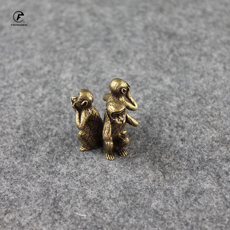 Антикварная Медная Фигурка Трех Обезьян Декор для Дома Украшения для Гостиной Китайский 12 Знаков Зодиака Миниатюрная Фигурка Мебель Украшение
