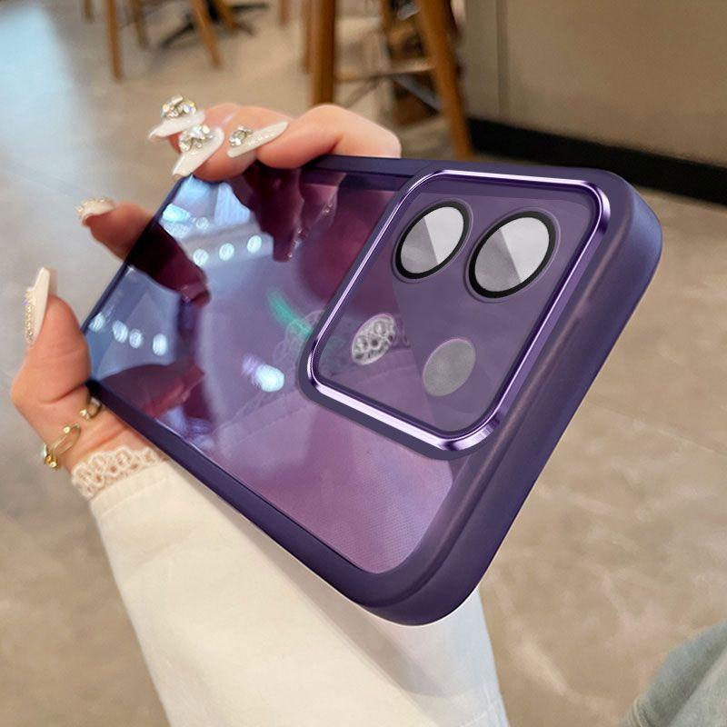 Transparent Silicone Case For Xiaomi Redmi Note 13 Pro 13R 12 11 10 11S 10S 9 8 Redmi A3 A1 13 13C 12 12C 10C 9C 9A 9T With Glass Lens Film Protection