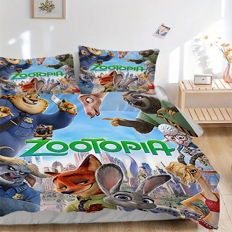 Zootopia Urban Animal Adventure Print 3Pcs Bedding Setduvet Cover With 2 Bedropillowcase Home Birthday Gift