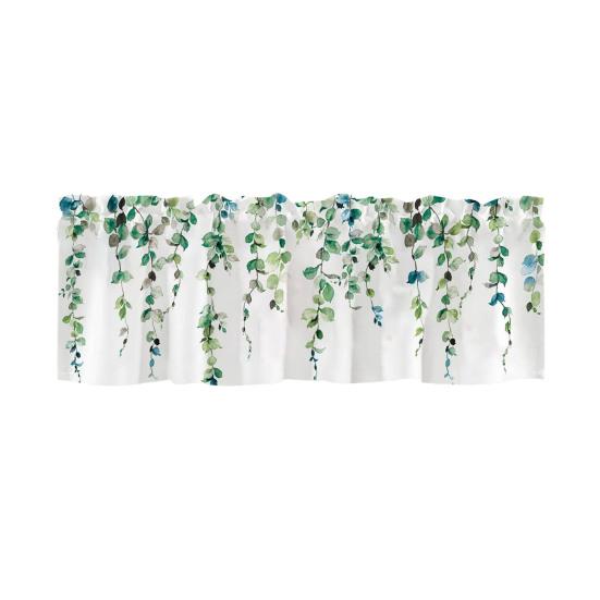 Весенняя Цветочная Занавеска-Ламбрекен Листья Цветы Оконный Ламбрекен Короткая Кухонная Занавеска-Ламбрекен с Карманчиком для Штанги для Ванной Комнаты Столовой