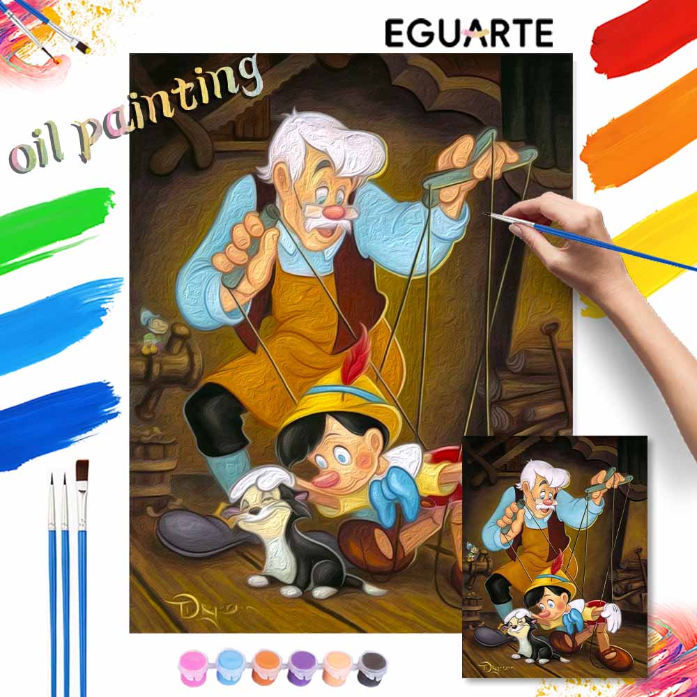 disney pinocchio geppetto digital oil painting hand painting kit diy home decoration