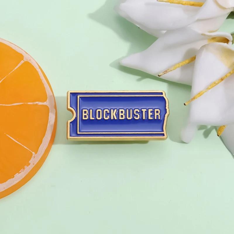 Эмалированный значок Blockbuster Video Ретро Фильмы Билет Коллекционный Металлическая брошь Лацкан Рюкзак Значок Модная бижутерия Подарок друзьям
