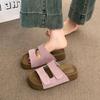 Super Fire Velcro Thick-soled Slippers Women's Summer Wear 2025 New One-word Cool Slippers Small Height-increasing Sandals