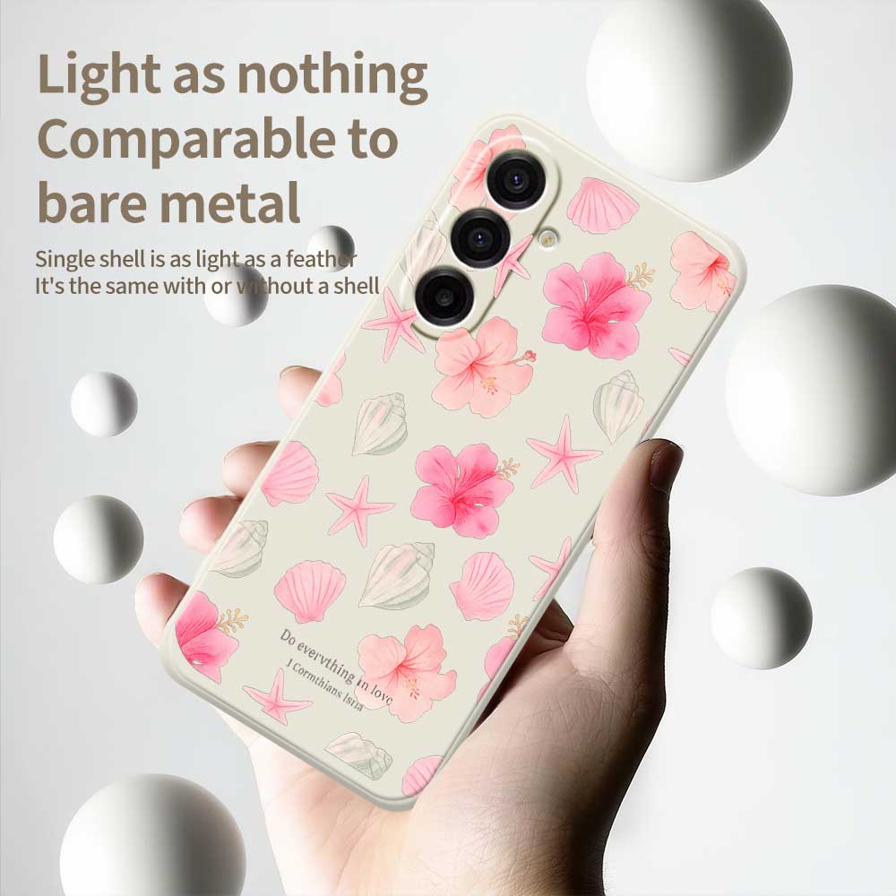 For Samsung Galaxy A17 5G Case Shell Peach Blossom Pattern Printing Straight Edge TPU Phone Back Cover