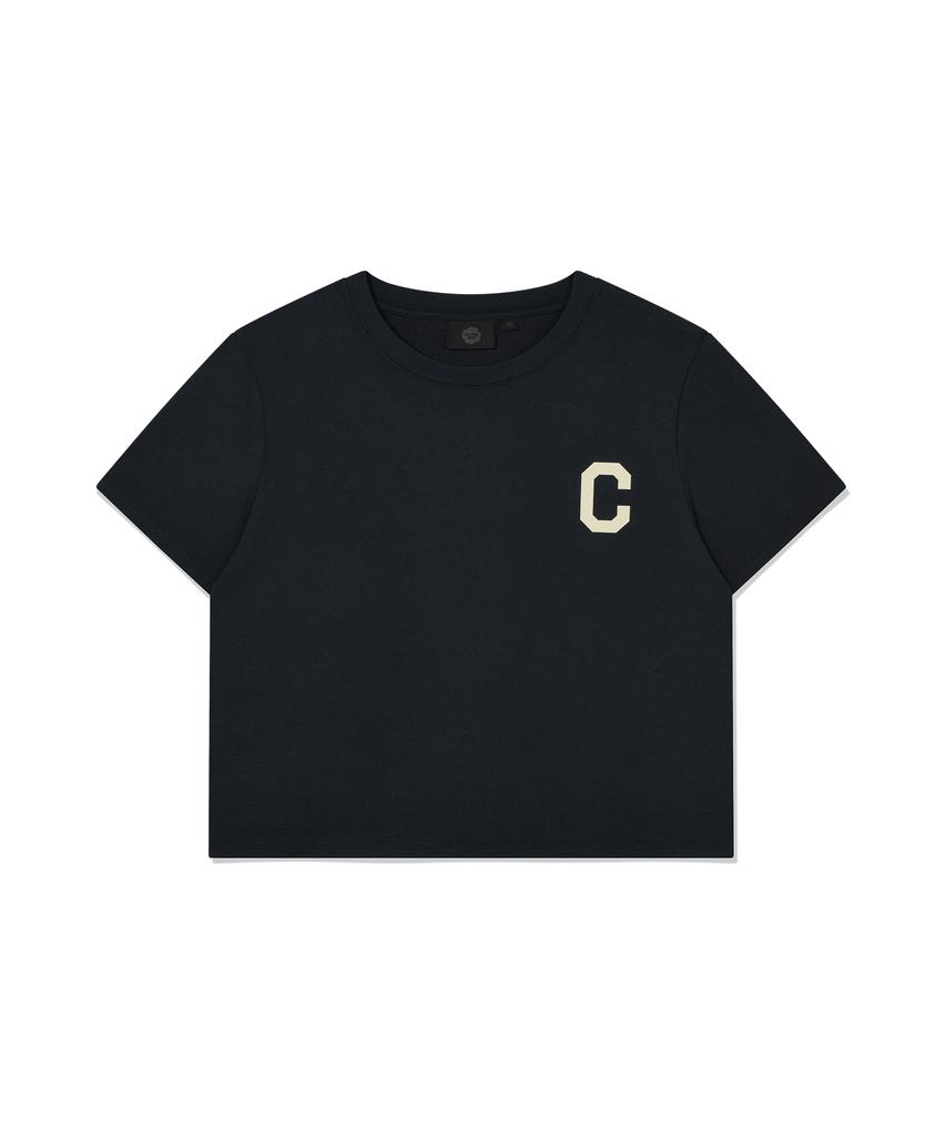 COVERNAT WOMAN Укороченная футболка Cool Cotton с логотипом C, темно-синяя