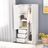 2 Door 3 Drawer Mirrored Wardrobe with Hanging Rail, Modern Clothes Storage Cupboard with Mirror, Drawers and Adjustable Shelves for Bedroom