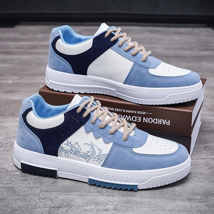 Men Sneakers Trend Casual Skateboard Shoes for Men New Soft Sole Stitching Platform Student Shoes Low Top Tenis Masculino