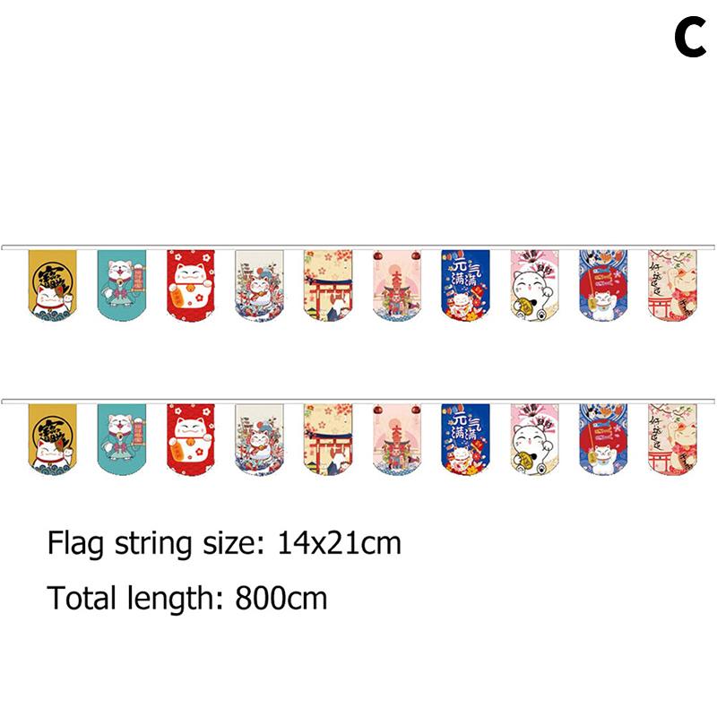 Японский стиль Lucky Cat Подвесной флаг-шнурок для суши-ресторана Баннеры