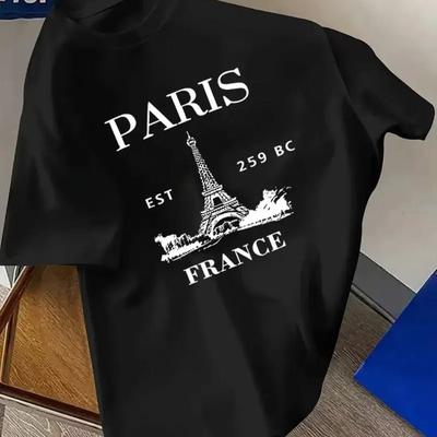 PARIS Футболка Мужская Женская С Коротким Рукавом Хлопковые Футболки Футболка Люксового Бренда Франция Эйфелева Башня Топы Летняя Одежда Топы Футболка