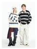 Thick striped round neck sweatshirt for couples