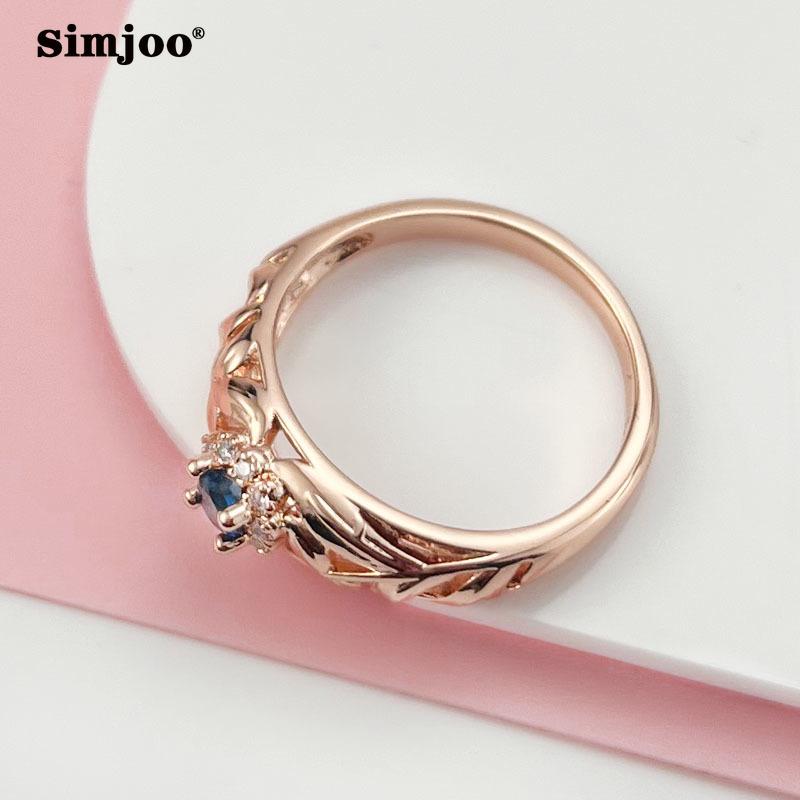 SIMJOO Модное кольцо с синим цирконом