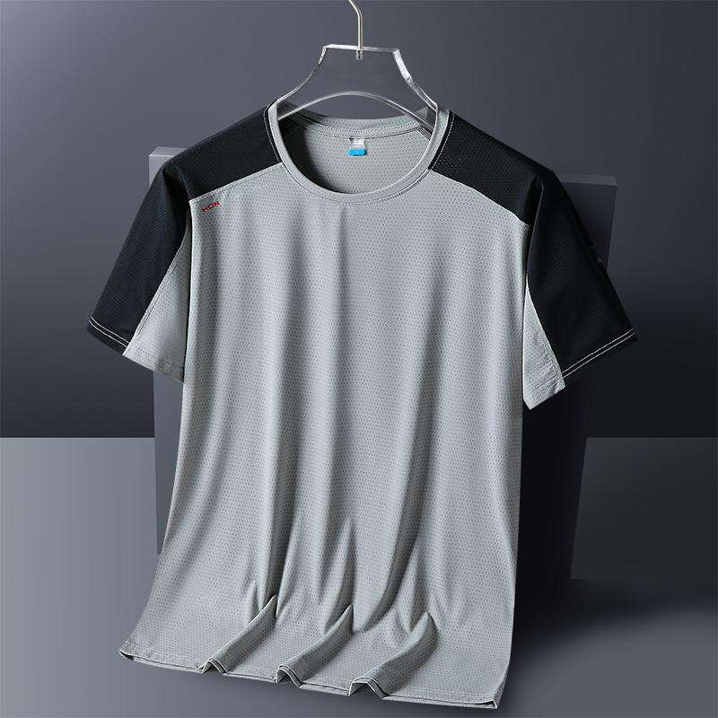 Тонкая футболка с круглым вырезом, летняя спортивная футболка для бега, цветная мужская и женская короткая футболка, повседневная, свободная, из шелка, быстросохнущая