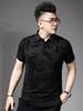 European Style 2026 New Trendy Brand Velvet Print Polo Shirt for Men, Summer Fashion Rhinestone Turn-Down Collar Short-Sleeve T-Shirt for Men