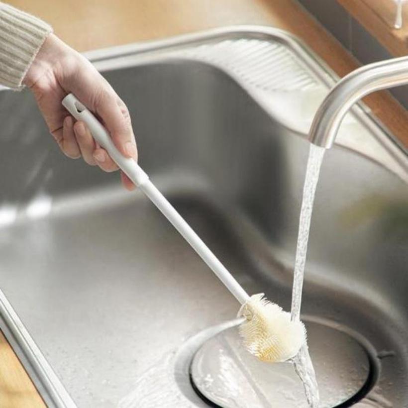 Гибкая силиконовая щетка для бутылок с длинной ручкой, многофункциональная щетка для чистки бутылок для воды для кухни и дома