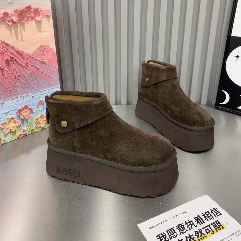 Модная платформа, универсальная обувь, женские легкие туфли на платформе, зимние новые повседневные матовые ботильоны на высоком голенище