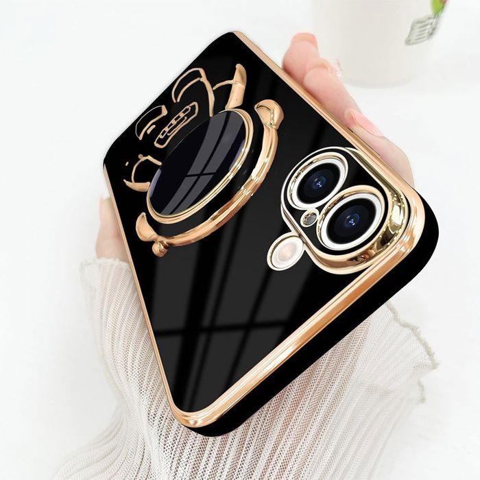 Coque de Protection - BOOLING - pour iPhone 17 - Silicone Anti-Rayures avec Support Astronaute - Noir