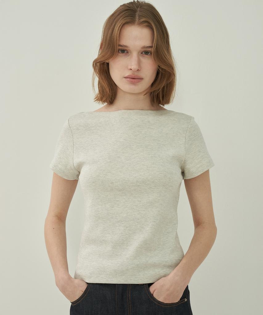 MOTT Boat Neck T-Shirt - Oatmeal
