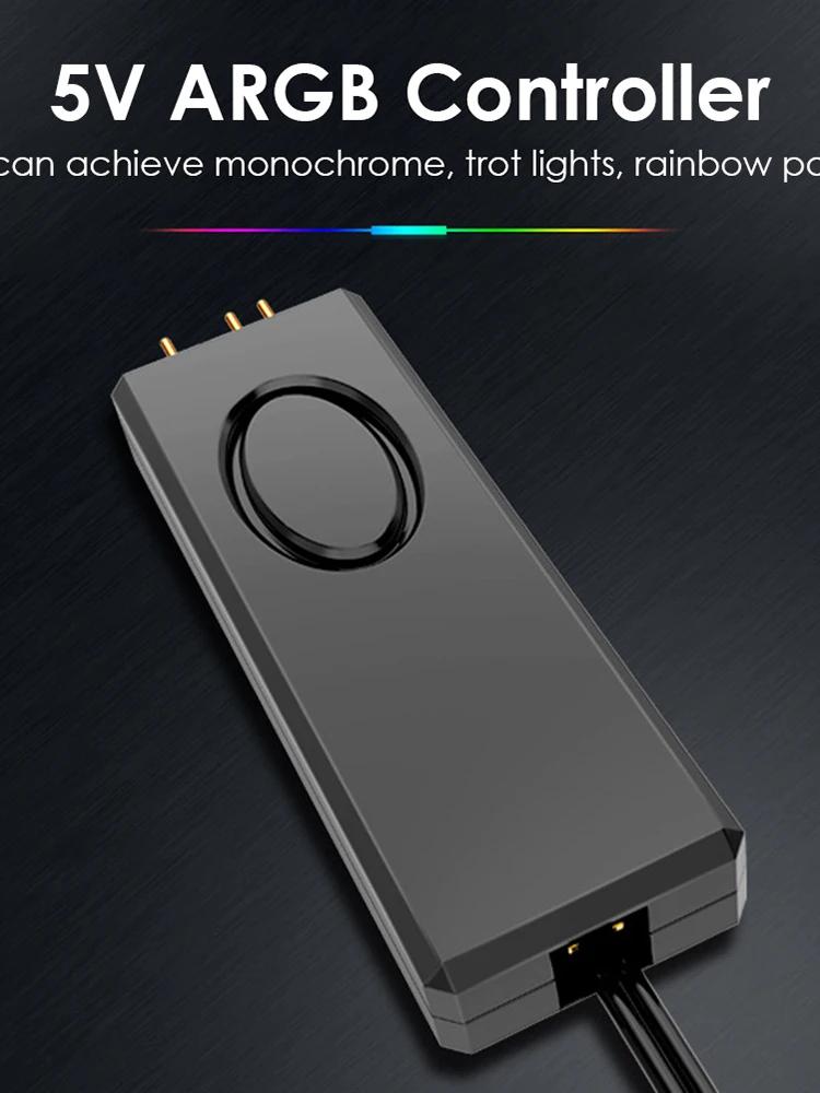 Контроллер ARGB 5V с питанием от SATA для вентилятора корпуса, светодиодной ленты, водяного охлаждения, адаптер контроллера подсветки для вентилятора ПК, кулера ЦП