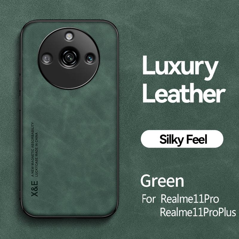 Чехол для Realme 11 Pro Plus 5G Автомобильный Магнитный Кожаный Текстурный Чехол для Oppo Realme11 Realmi 11 ProPlus Pro+ Мягкие Чехлы для Телефона