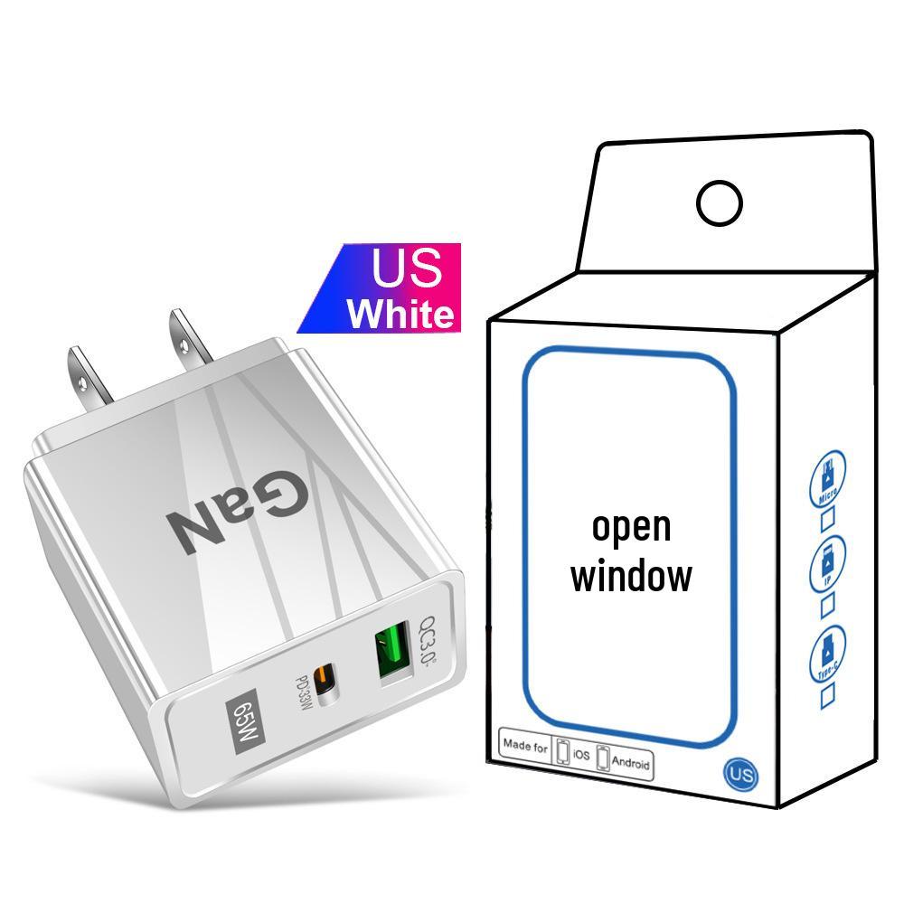 33 Вт GaN USB-зарядное устройство для мобильных телефонов QC 3.0 с вилкой US/EU/UK для быстрой зарядки