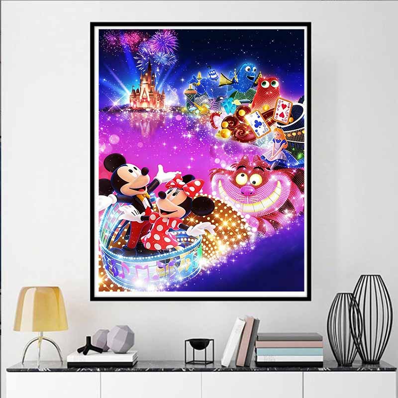 Disney 5D DIY Алмазная мозаика Диснейленд Ночной парад Полностью круглые Алмазы Мультяшная Вышивка крестом Арт-картина для украшения дома