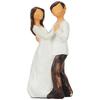 Hand-Painted Small Size Romantic Couple Statues | Beautiful Resin Home Decor (Pack of 2, White and Brown Color)