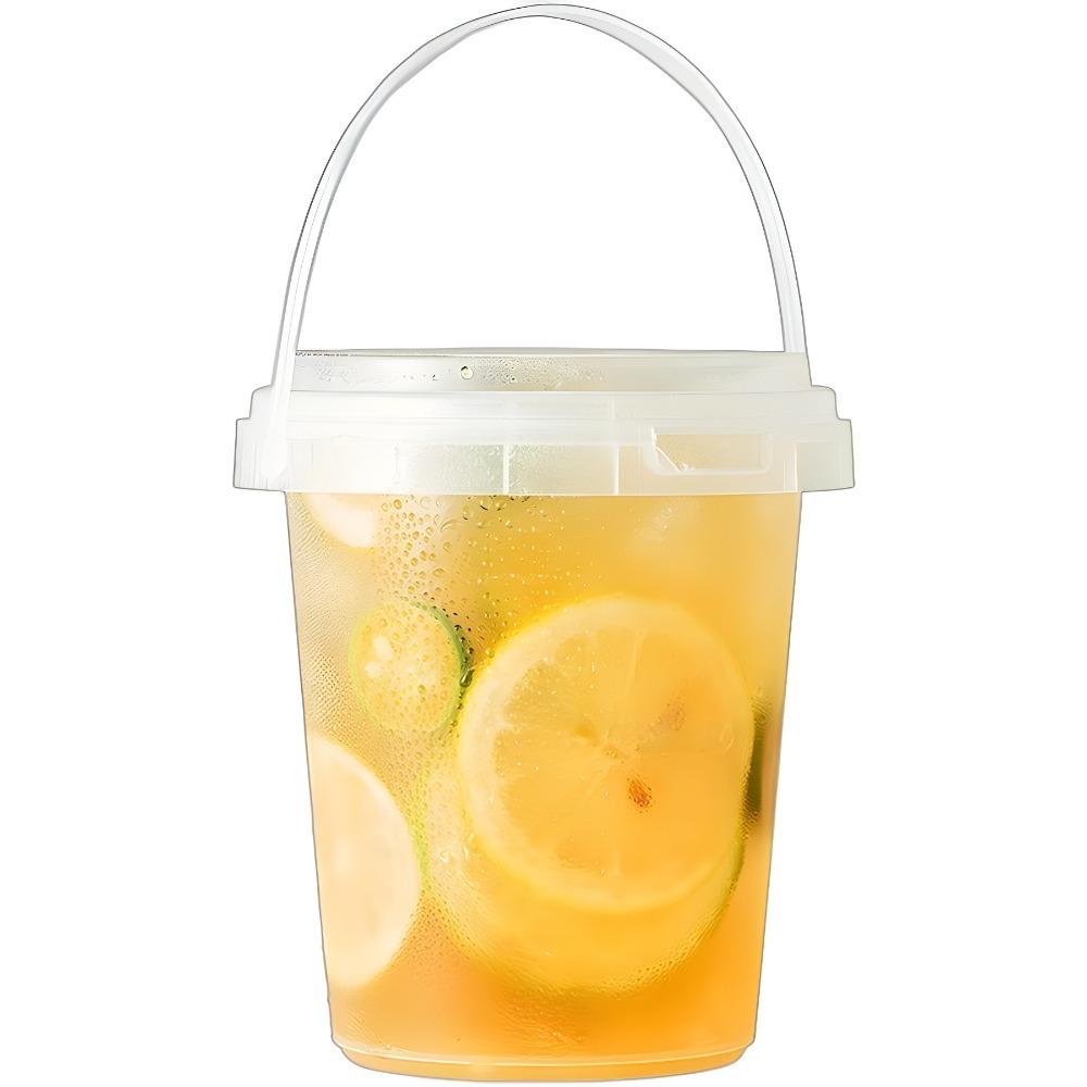 10pcs 500/750/1000ml Ice Cube Bucket with Lid Food Storage Jar Milk Tea Bucket Milk Tea Shop