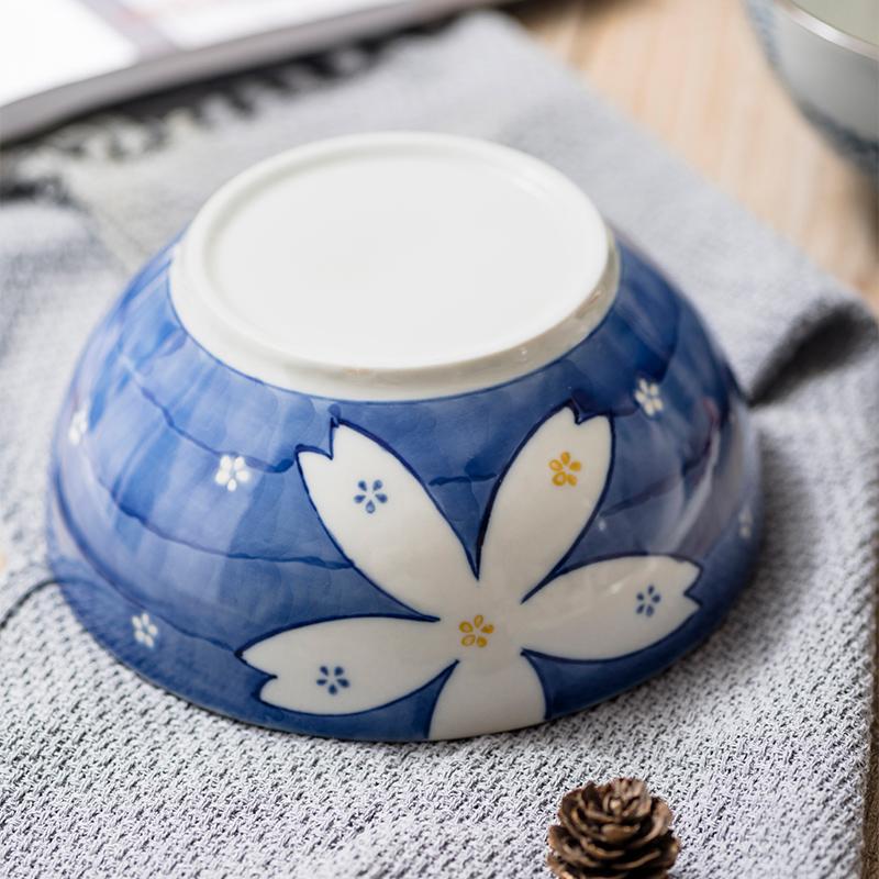 6,5-дюймовая фарфоровая миска для лапши, керамическая миска для супа и риса с цветочным узором, безопасная для микроволновой печи, 800 мл