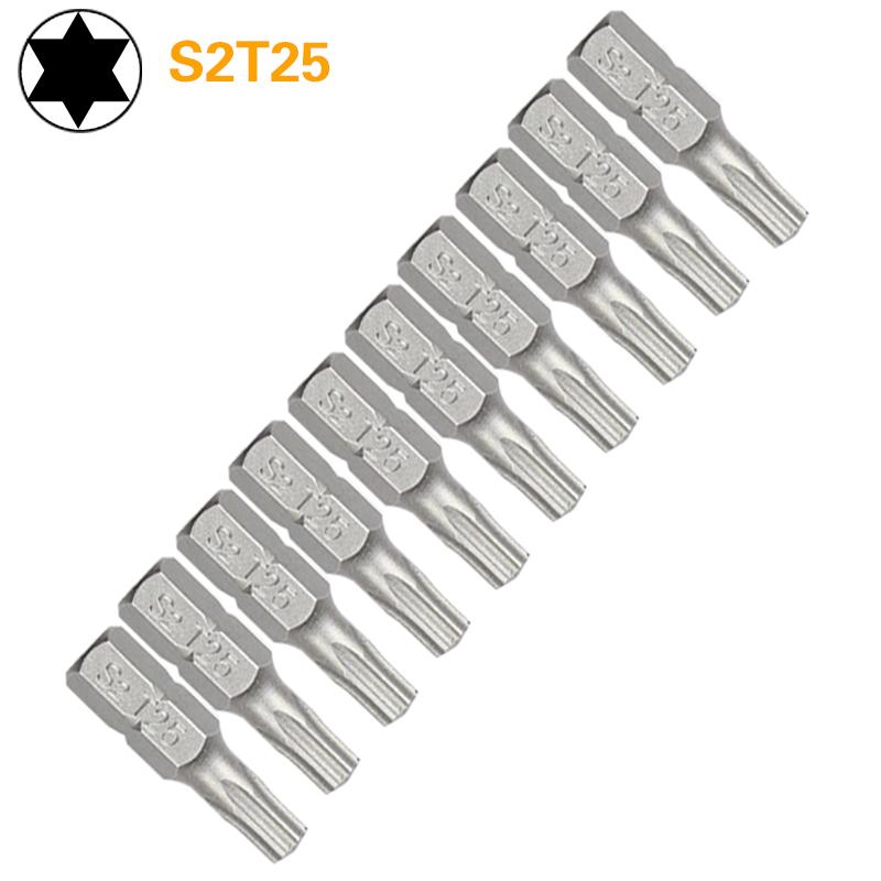 1 Inch T6 T7 T8 T9 T10 T15 Torx Screwdriver Bit Set S2 Steel 1/4 Inch 6.35mm Hex Shank Electric Screwdriver Bits For Power Tools