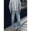 Джинсовые брюки High Street для мужчин, ретро-состаренные, свободные прямые брюки, спортивные брюки с широкими штанинами, модные
