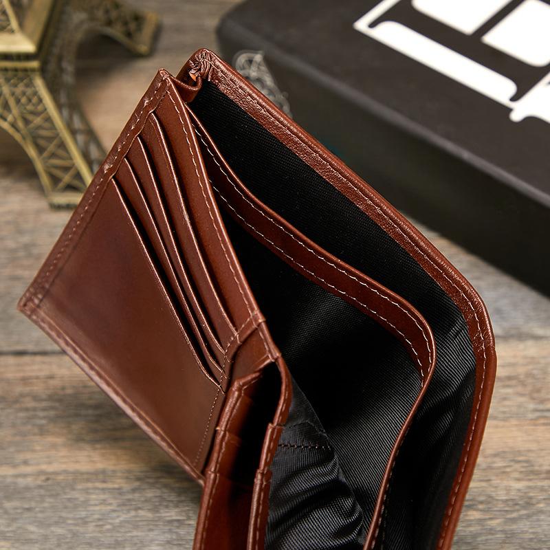 Leather Men's Wallet Rfid Anti-theft Wallet Short First Layer Cowhide Multi-card Men's Wallet Coin Purse
