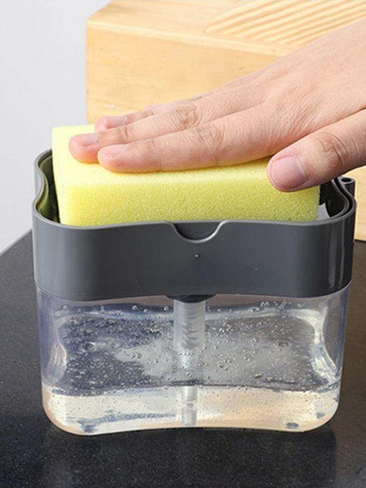 Автоматический дозатор мыла со встроенным держателем для губки для мытья посуды