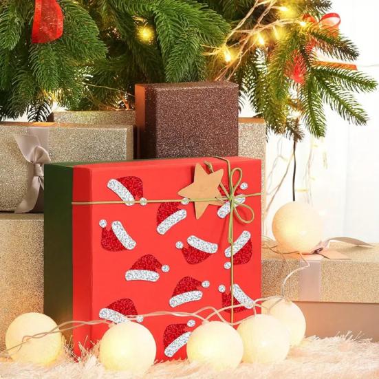 500 шт. Рождественские наклейки в рулоне Блестящие Елка/Кленовый лист/Шапка Санты Наклейки-пломбы Водонепроницаемые Самоклеящиеся Декали