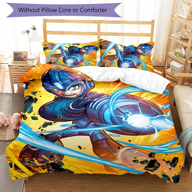 3pcs Cartoon Rockman Game Megaman1 pattern bedding set duvet cover set includes duvet cover &pillowcases, perfect all season bedroom decoration & gift